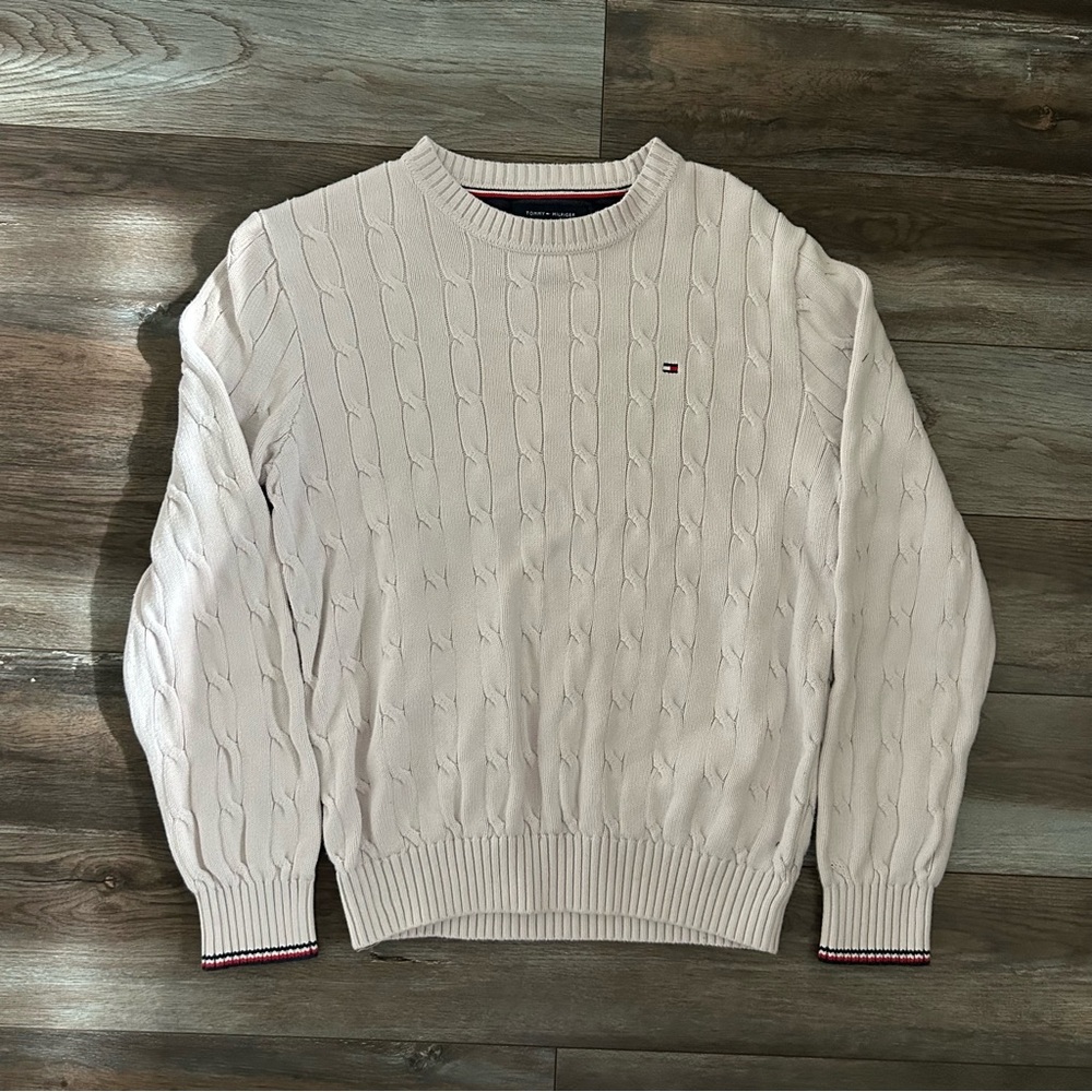 Tommy Hilfiger Pink Cable Knit Crew Neck Sweater Size Men’s M